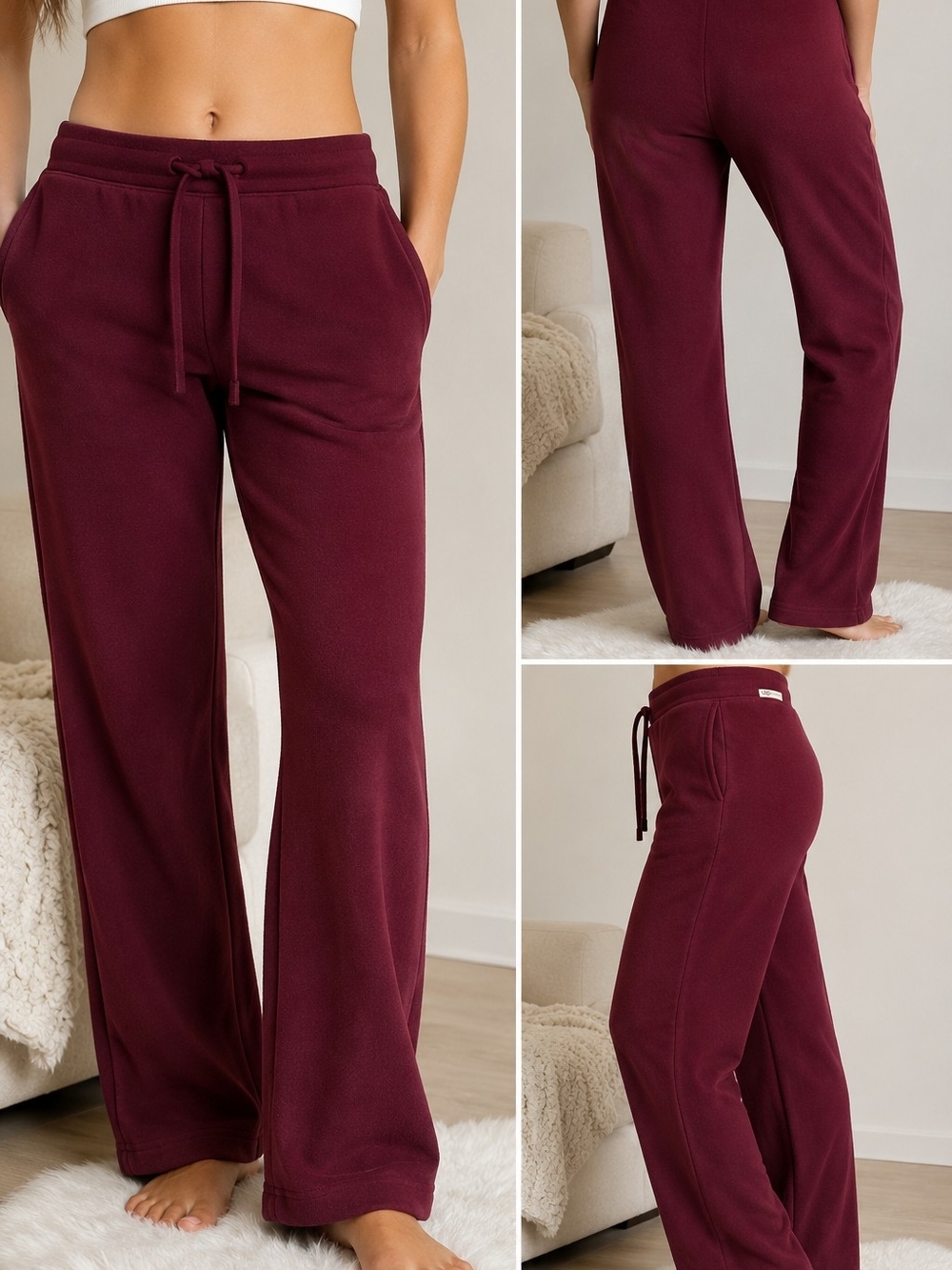 UGG Women's Wide-Leg Lounge Pants in Deep Wine Large (Would Fit Med)